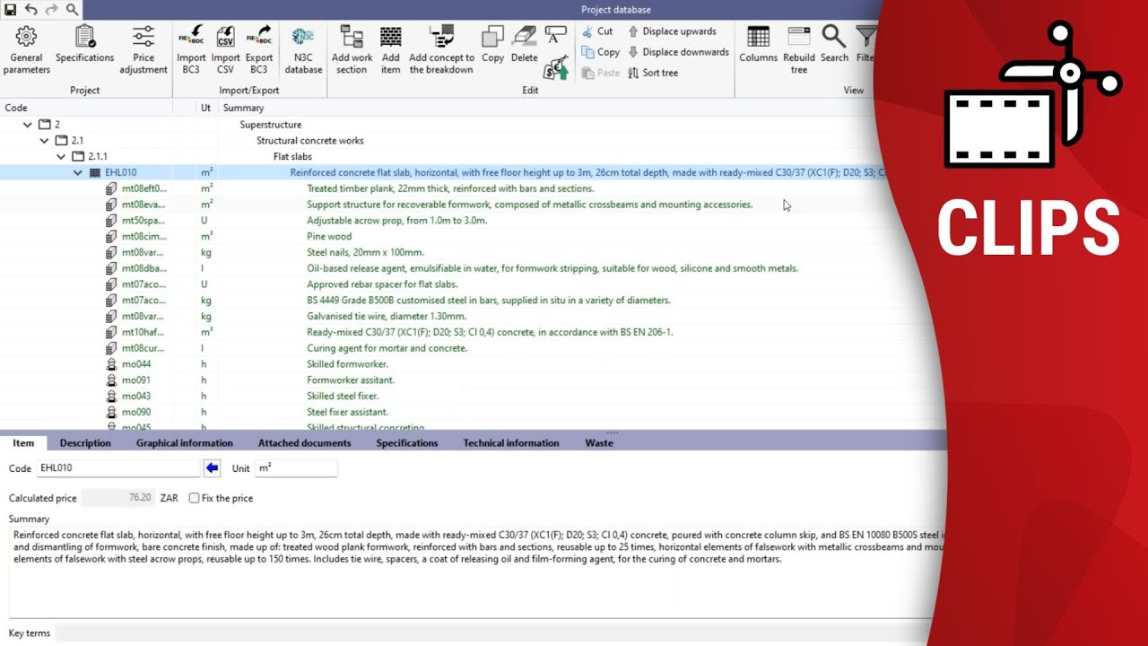 Open BIM Quantities: How to import a cost database in CSV format