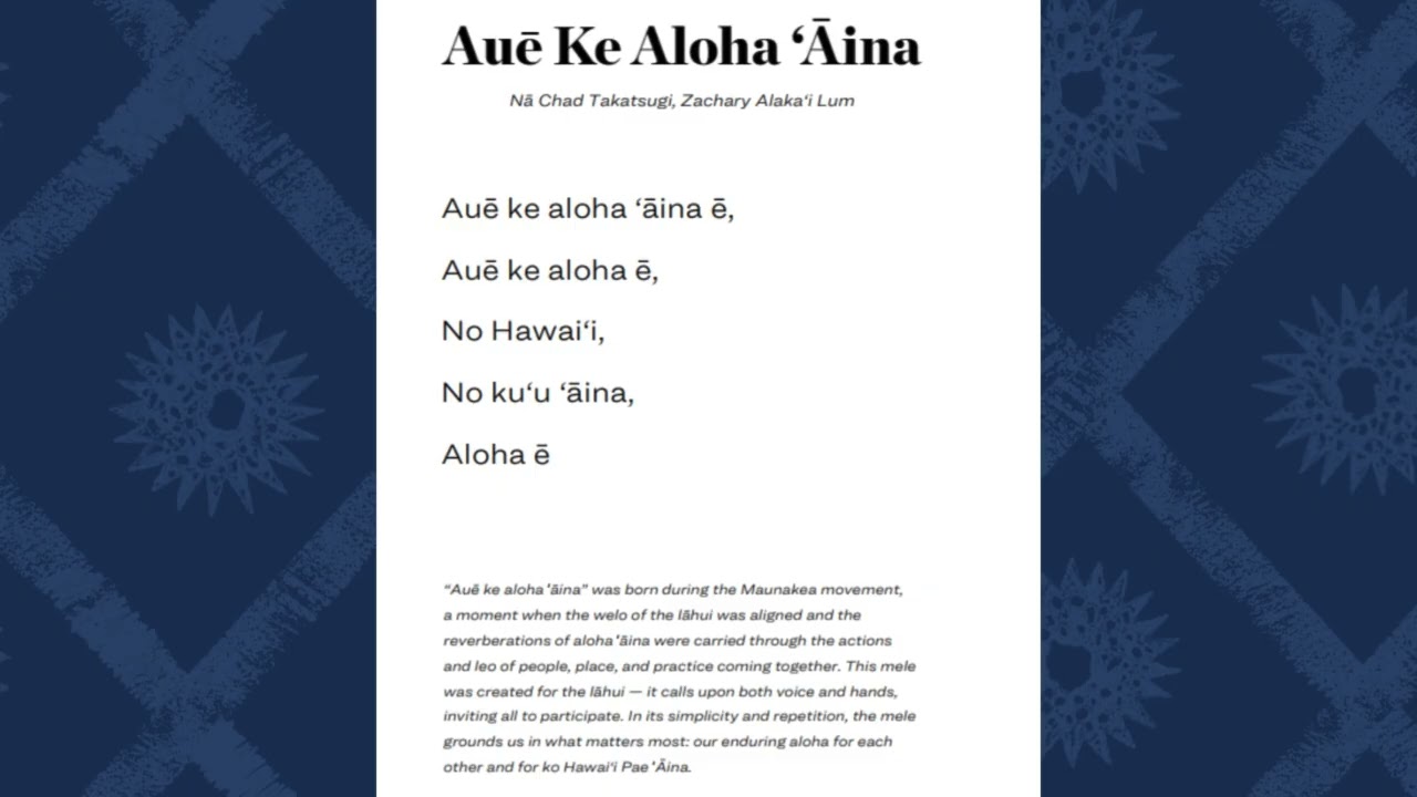 Auē Ke Aloha ʻĀina