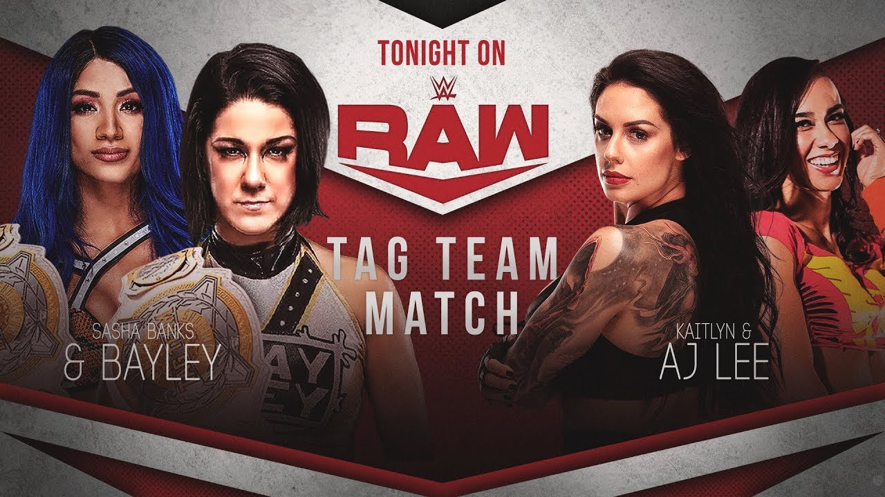 WWE 2K20 Universe Mode  - RAW - Sasha Banks & Bayley v Kaitlyn & Aj Lee