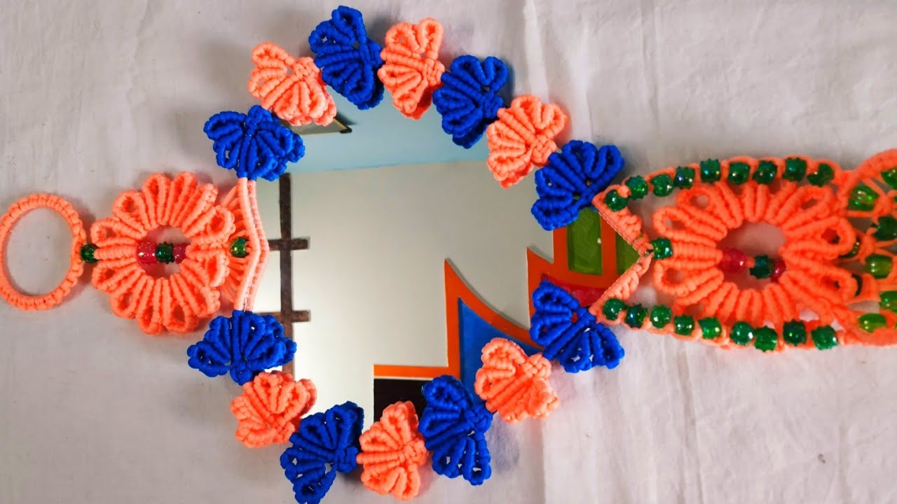 मायक्रम आईना, Macrame mirror  wall hanging ❤️ butterfly design
