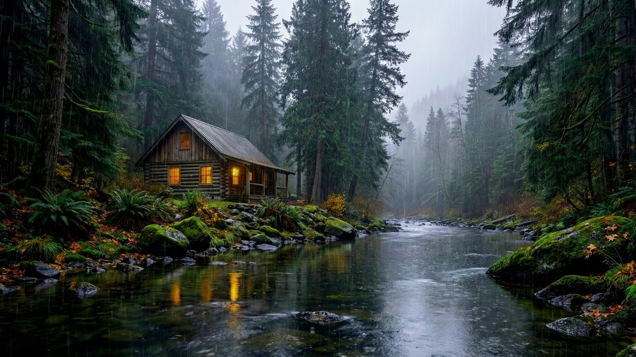 NO ADS 🌧️ 12 Hours of Constant Rain at a Forest Cabin | Deep Sleep ASMR (LIVE)
