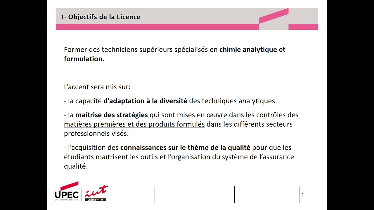 Licence professionnelle Chimie, Analyse et Contrôle