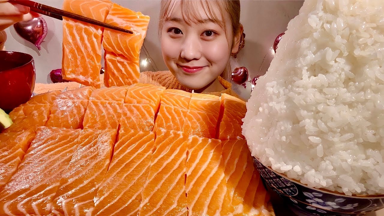 ASMR сашими из лосося【русские субтитры】【Mukbang/ Eating Sounds】