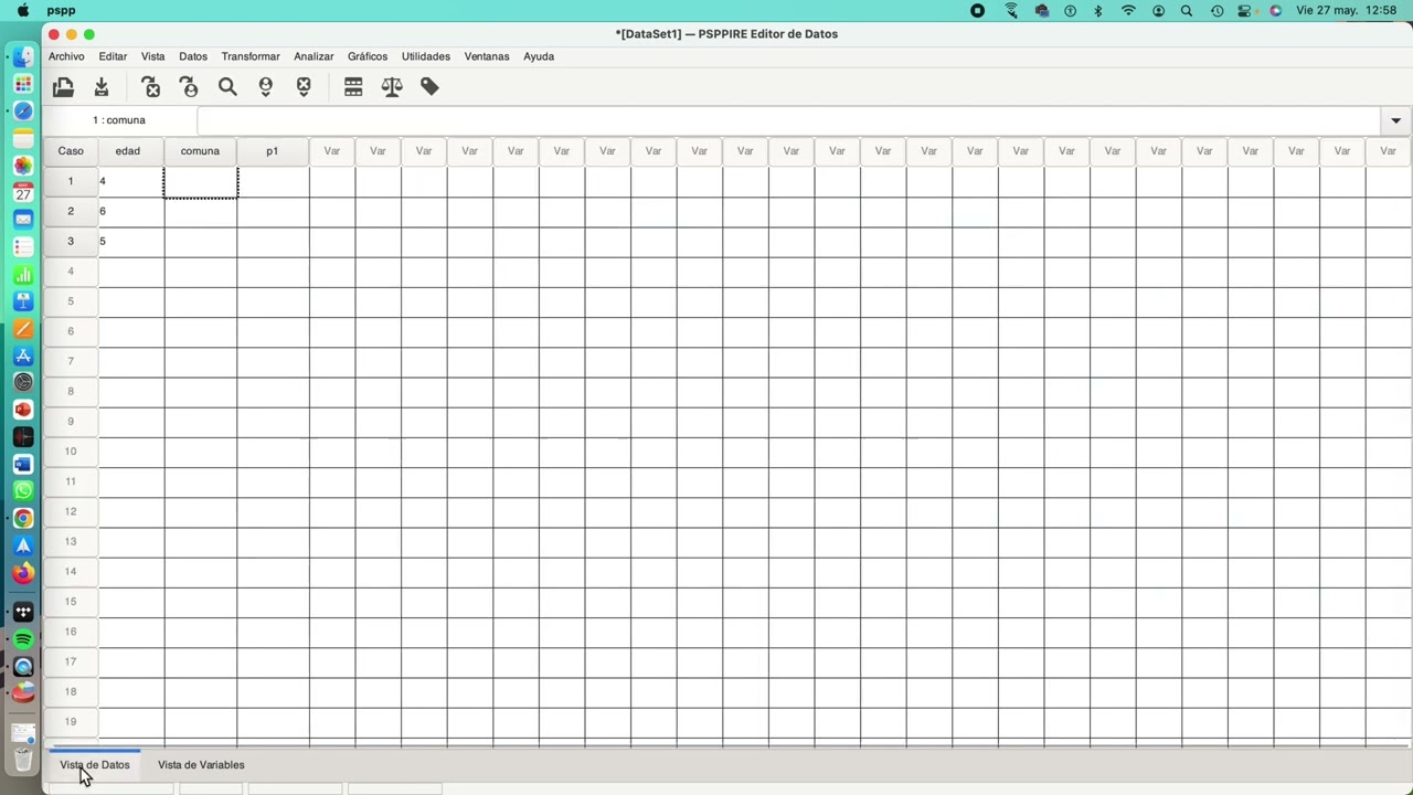 📊👩🏻‍💻 Bioestadística con PSPP: Crear Base de Datos