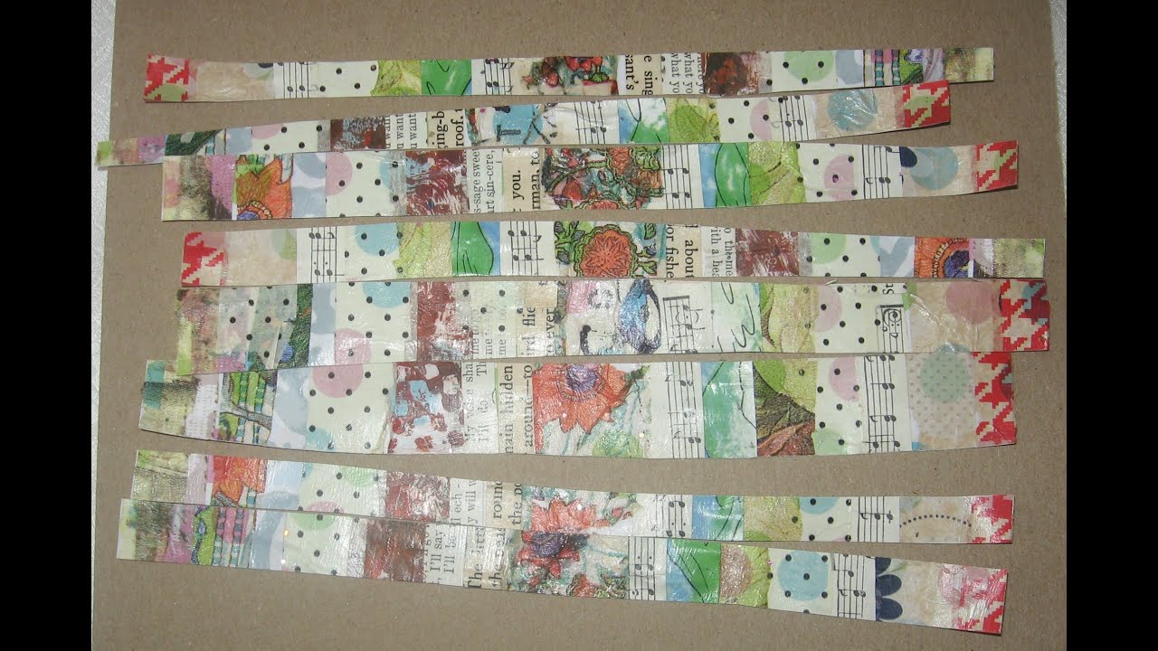 How to make collaged washi tape with painted papers, napkins and book pages / DIY washi tape