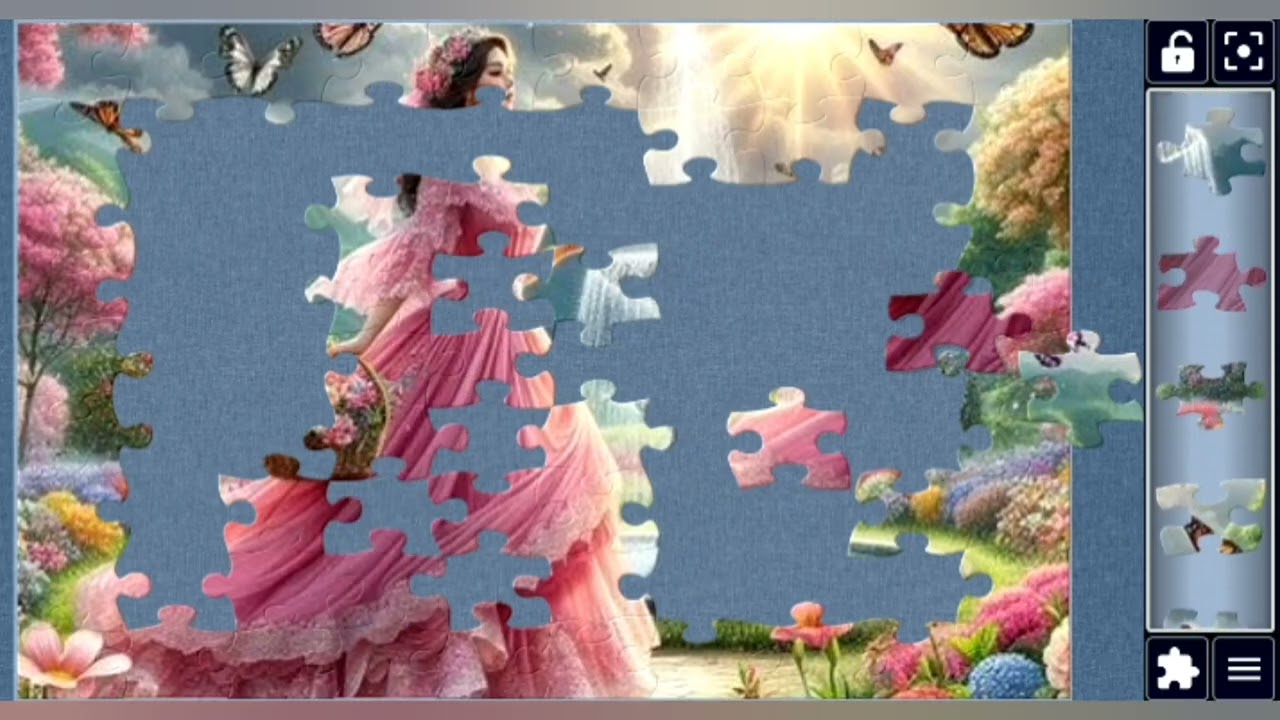 Garden Stroll jigsaw puzzle 🌸// #dreamygarden #pinkdressvibes #butterflies #art  @puzzlemaster12345