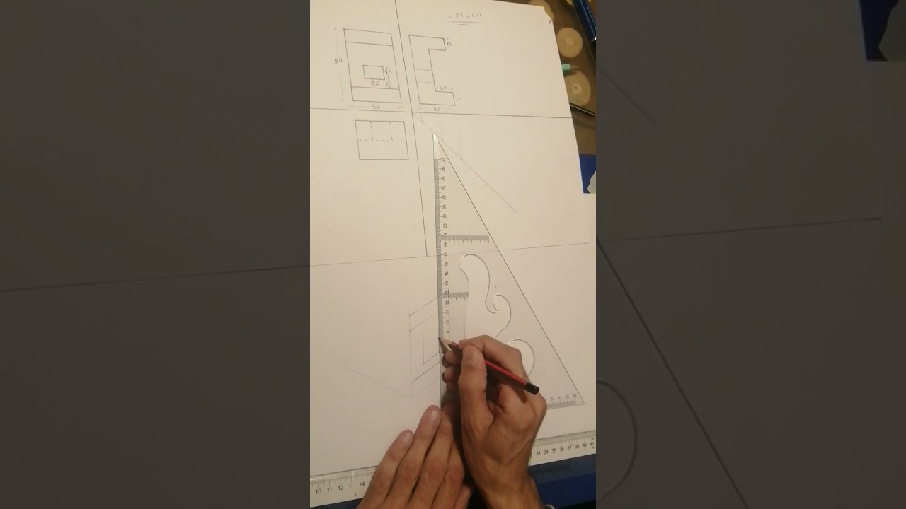 رسم المنظور الأيزومتري من المساقط الثلاثه / أول ثانوي