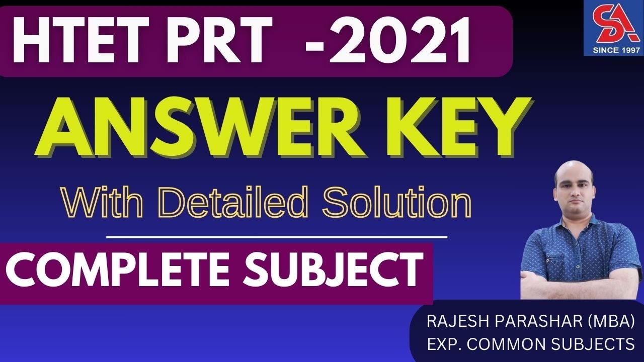 HTET 3rd Jan  2021 PRT Level-1 Answer key and Solution