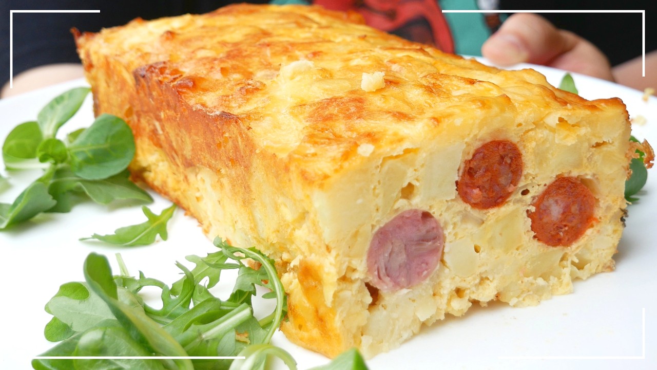 Cómo hacer tortilla de patatas y salchichas al horno con truco fácil y deliciosa