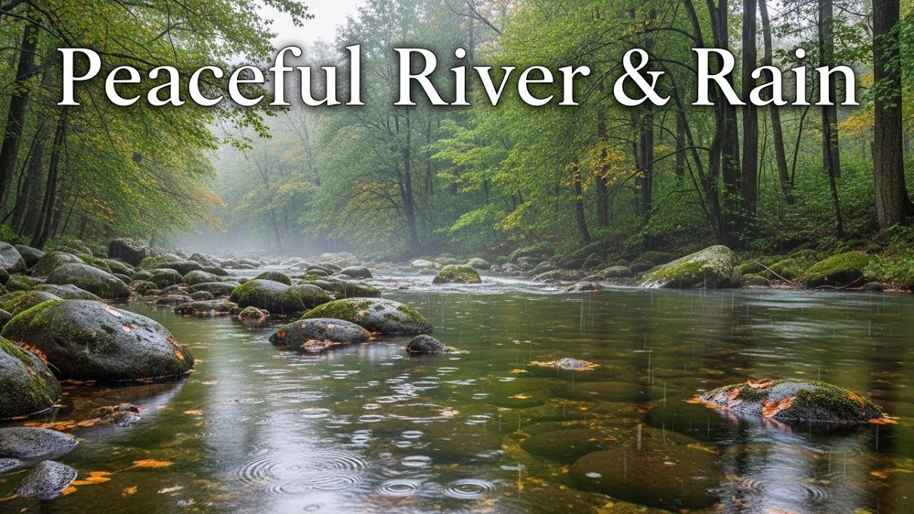 Soothing Soft Rainfall with Flowing River Sounds for Sleep, Study, and Meditation