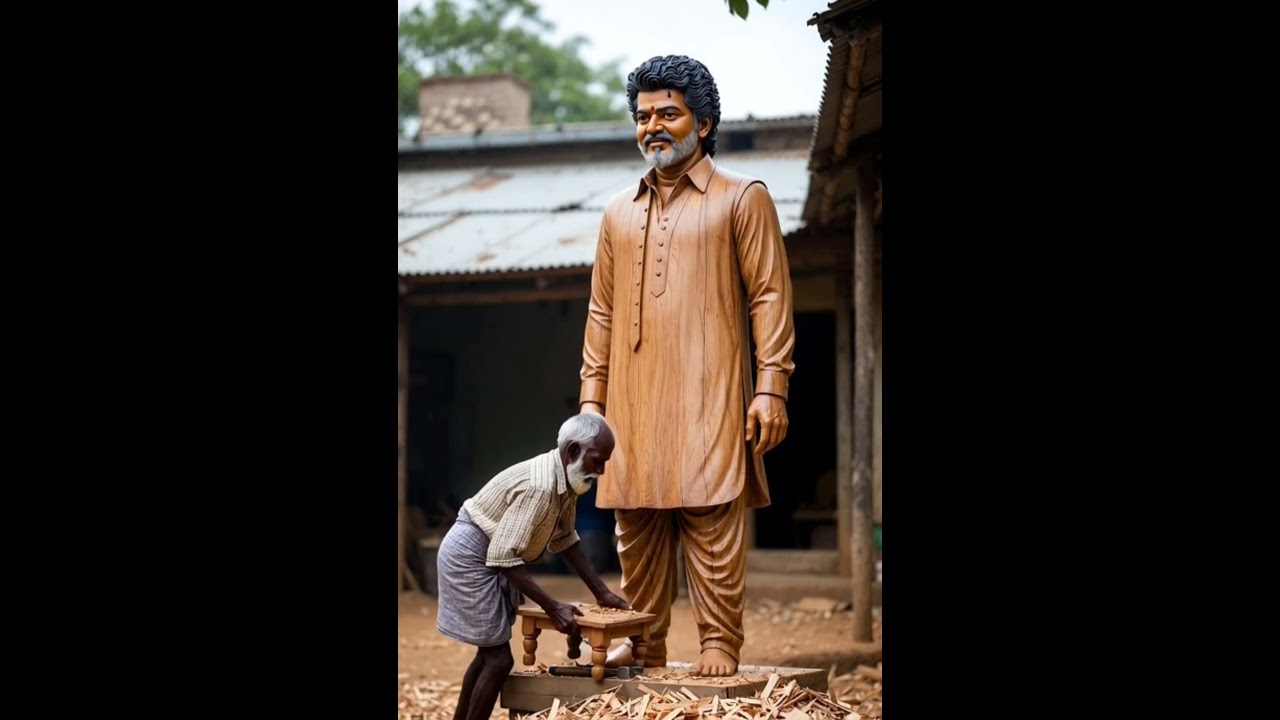Incredible wooden statue of Vijay Thalapathy a tribute to the ultimate star."