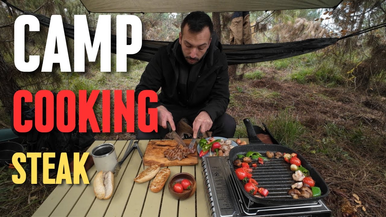 Cooking Steak on Camp | Mushroom Steak & Pasta | ASMR Outdoor Camp Cooking