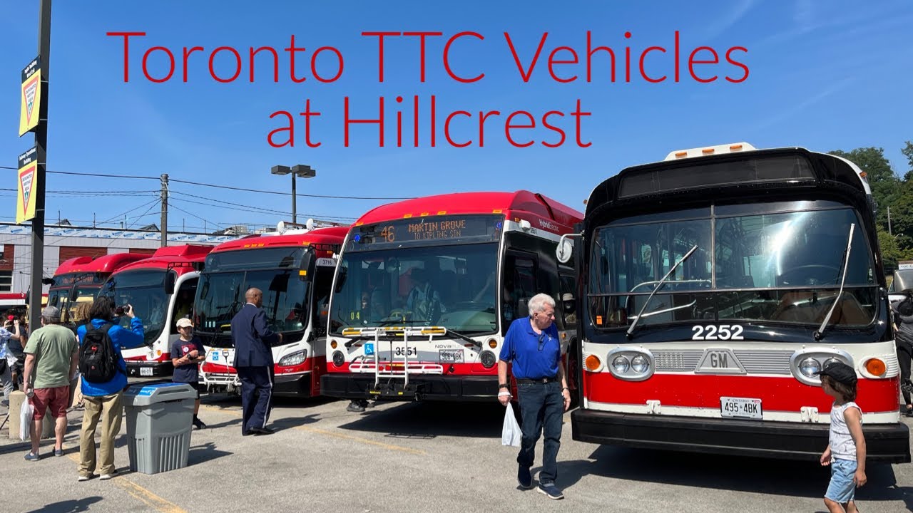 Old and New Streetcars and Buses at TTC Hillcrest Complex in Toronto 8/20/2022