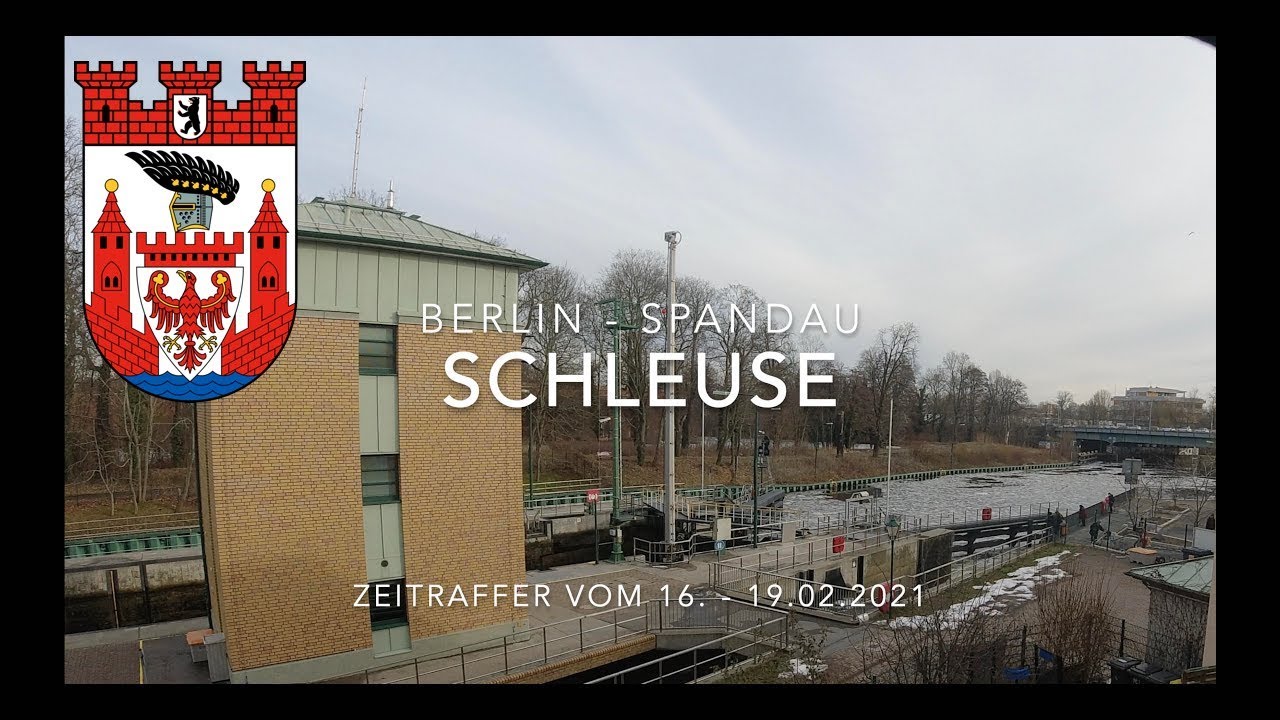 Berlin - Spandau, die Schleuse in Zeitraffer vom 16. - 19.02.2021