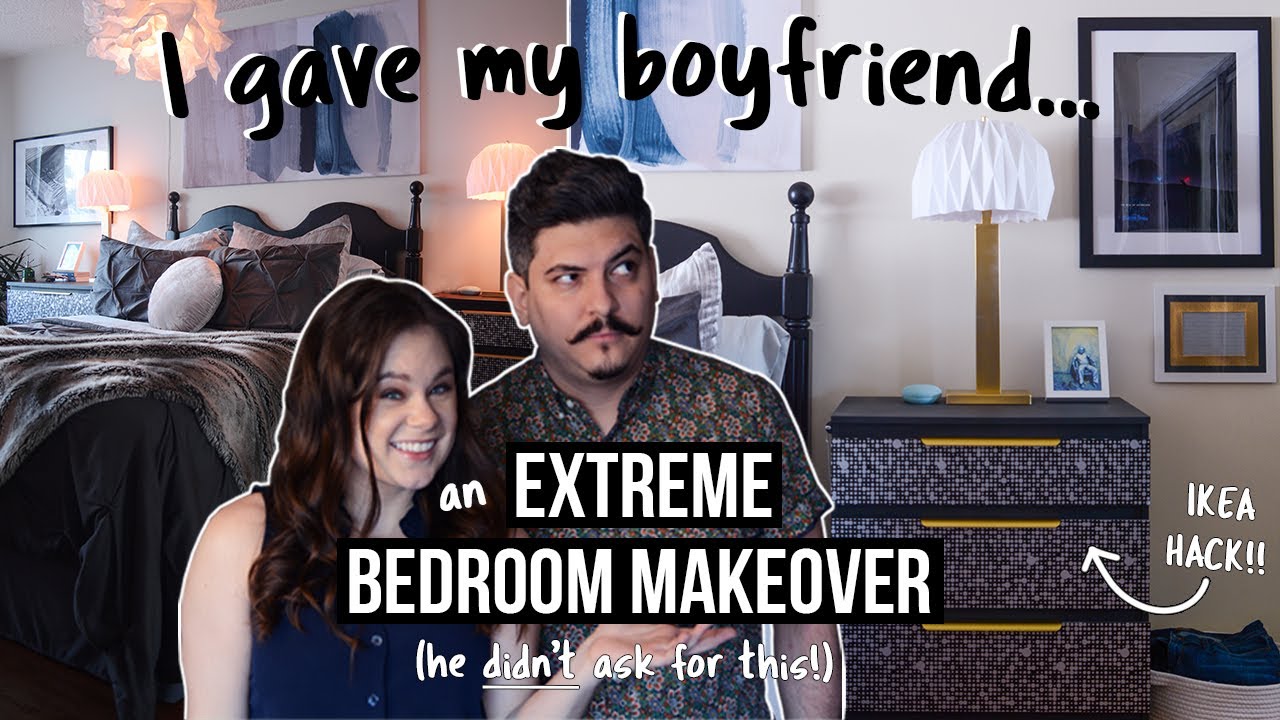 Redecorating my Boyfriend's Bedroom | Dramatic & Moody aesthetic with sleek IKEA DRESSER HACK