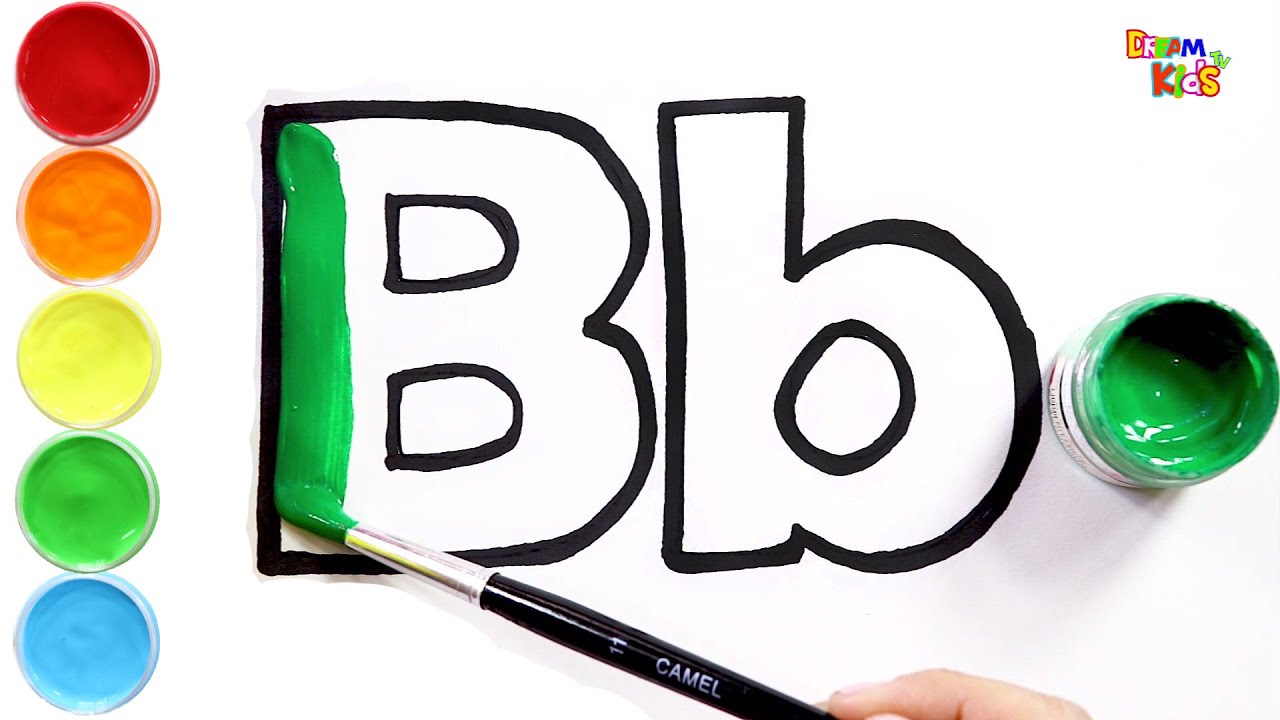 English Alphabet | Letter B b Keywords | pronunciation |  تعليم الحروف الإنجليزية بالرسم والتلوين