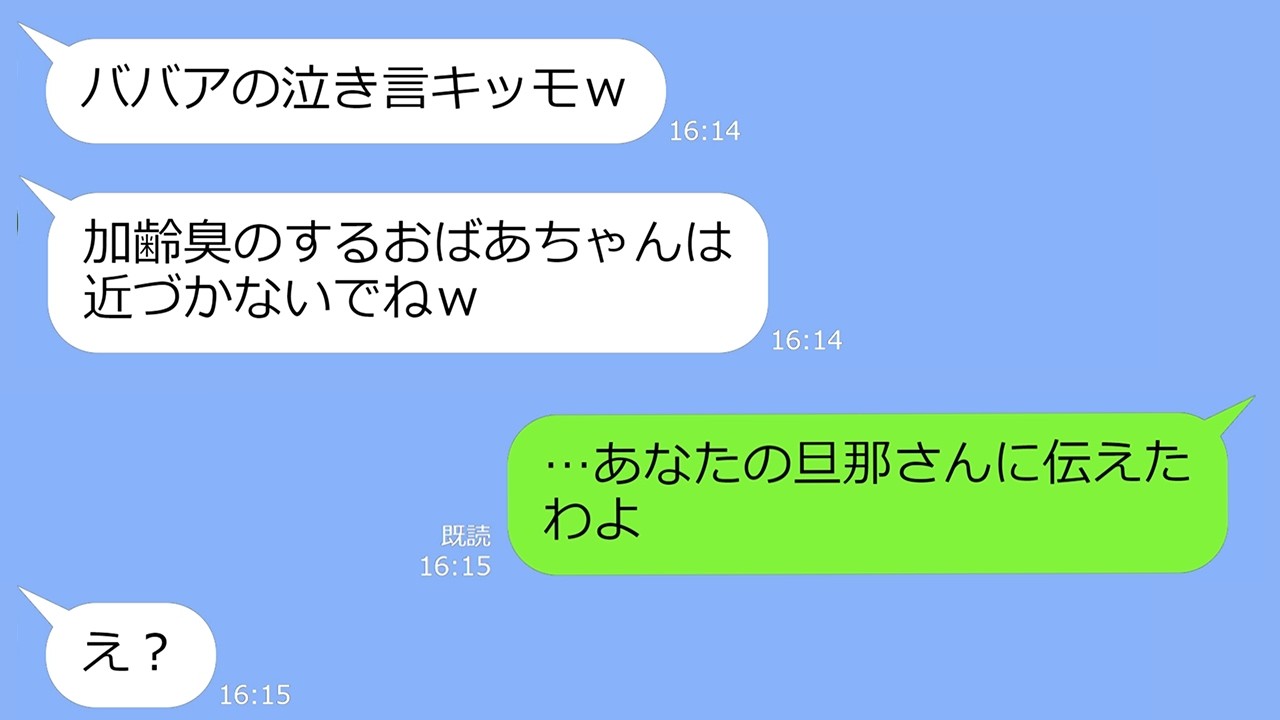 【LINE】高齢出産した私を見下し、ママ友全員に無視させる若さだけが取り柄のママ友「BBAは近づかないでw」→マウントがウザいクズ女に私の正体を伝えると…w【総集編】