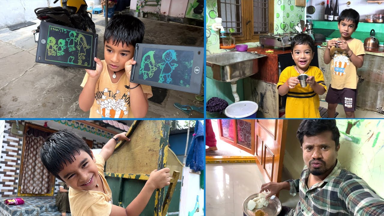 మా పెద్దోడు మ్యాజిక్  పలక మీద  మా ఫ్యామిలీ బొమ్మ గీశాడు చాలా పెద్ద బుర్రే  ఉందండి మా వోడికి.