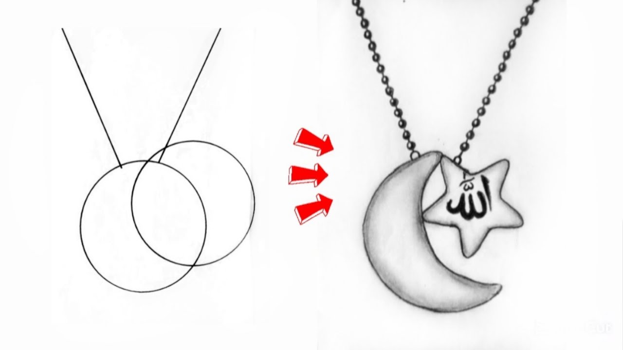Drawing For Muslims || How to draw Allah name locket || step by step drawing for beginners