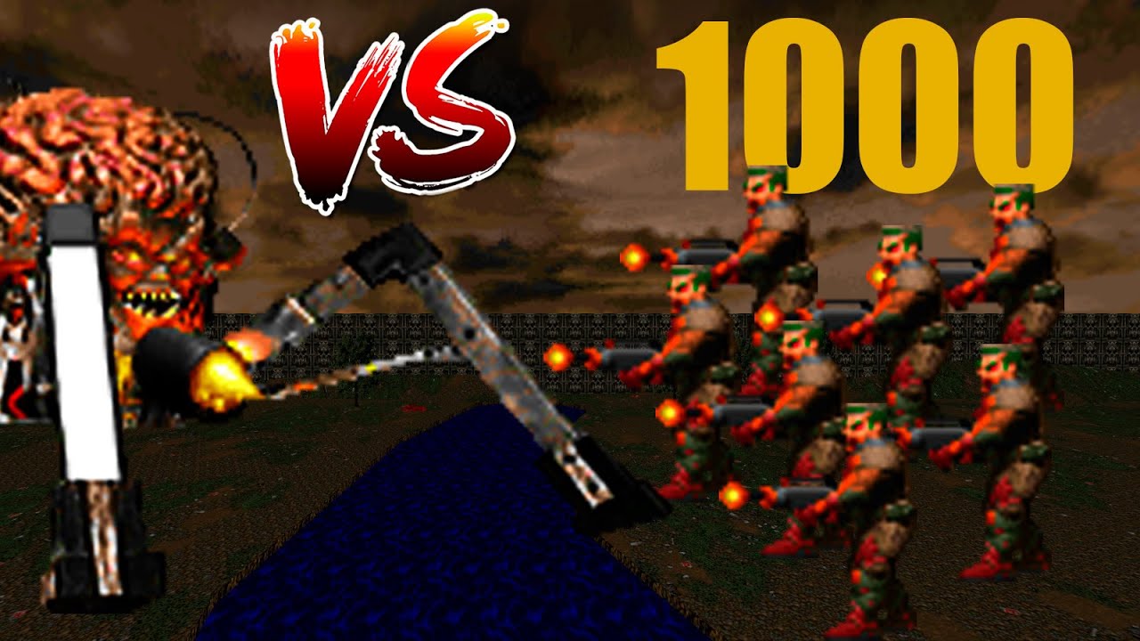 Mastermind vs 1000 Zombie Rifle  - BRUTAL DOOM Monster Infighting