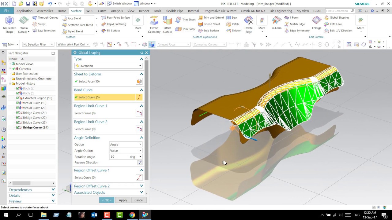 NX11 Global Shaping by Over Blend.