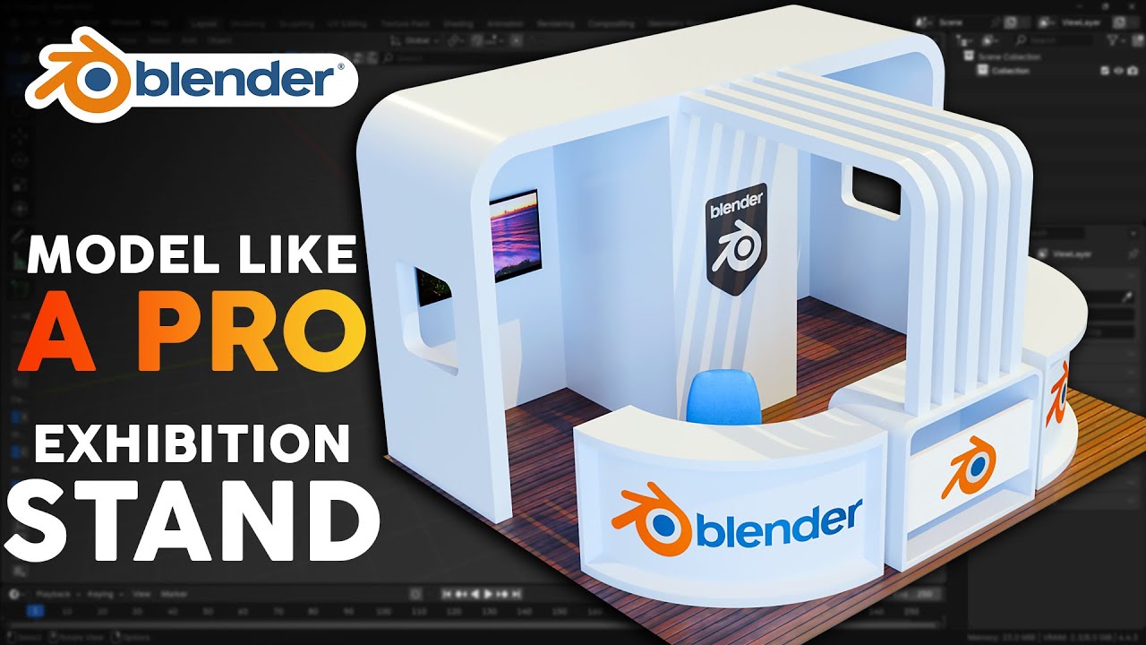 Blender 3D Modelling Tutorial Beginner - Create An Exhibition Stand