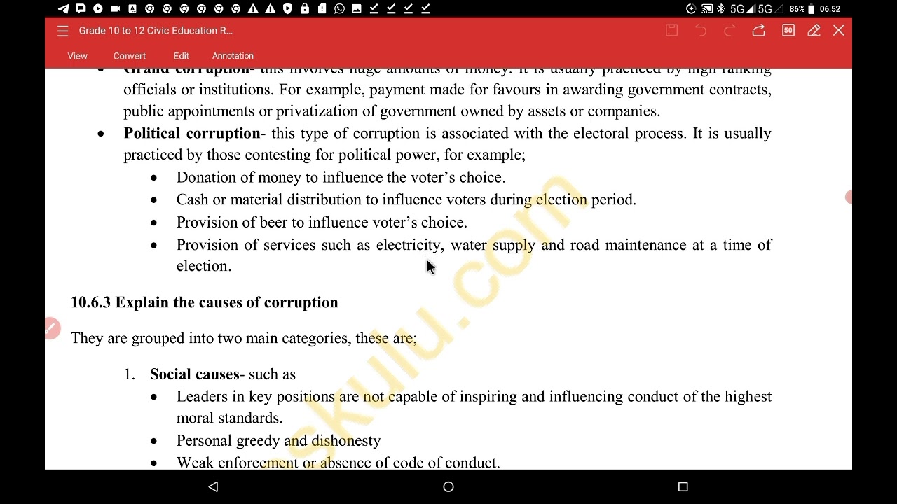 Civic Education: Topic : Corruption
