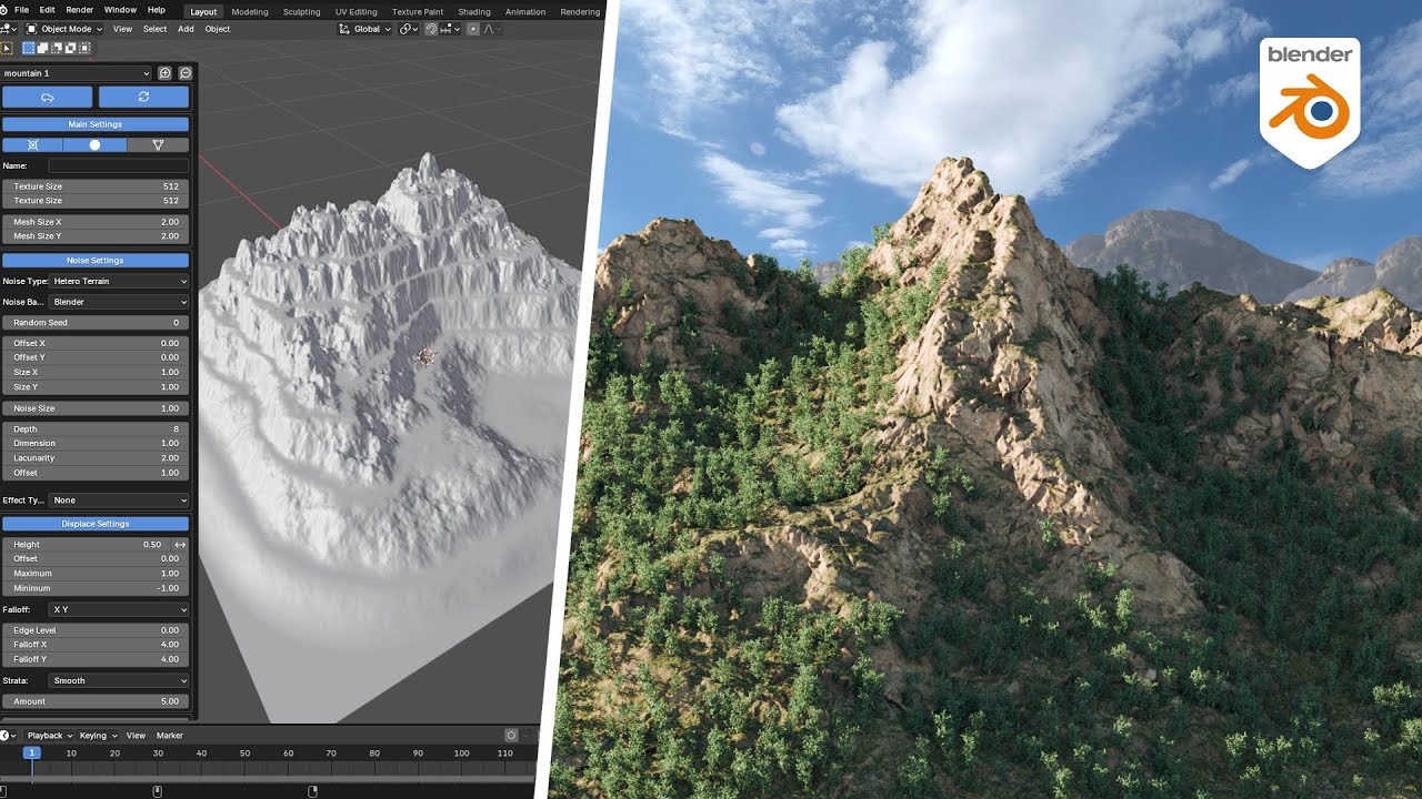 Как создавать ландшафты и рельеф в Blender
