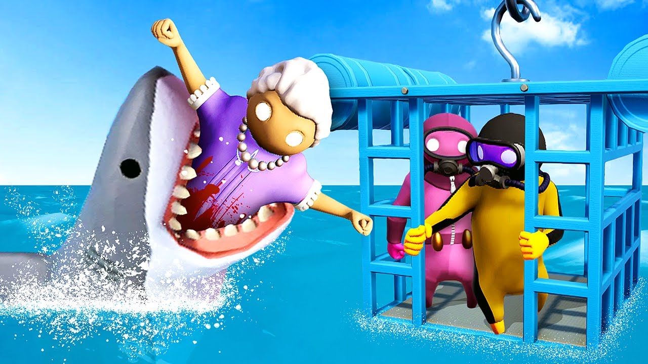Спасаем БАБУШКУ от акул - Gang Beasts (Забавные моменты)
