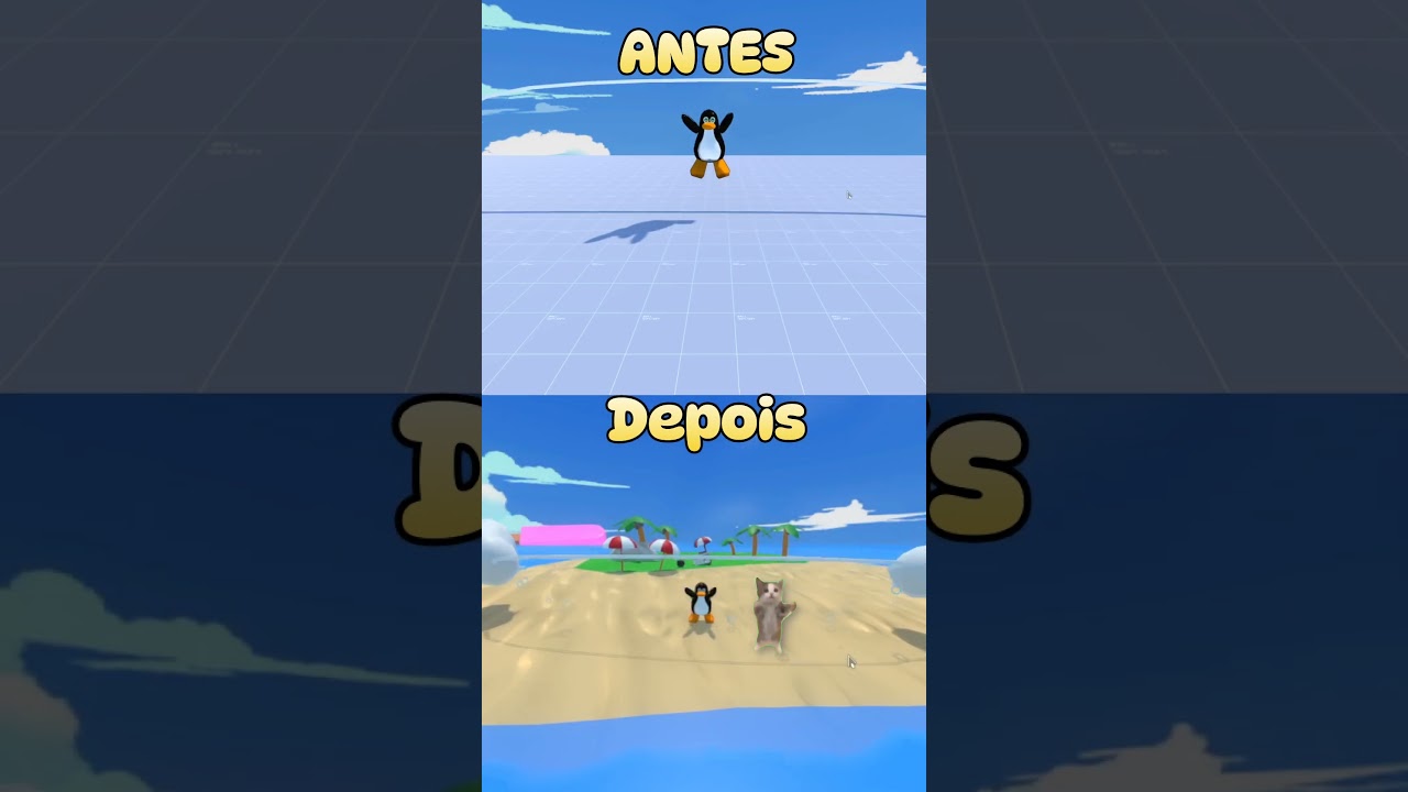 Antes vs Depois do Pinguim Pulando Corda 🧊🐧  