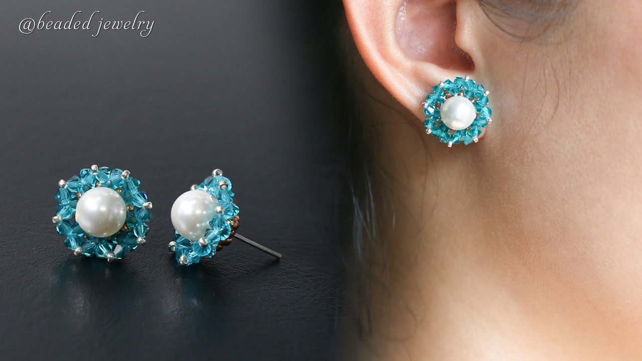 Simple and super easy to make beaded stud earrings. Beading tutorial