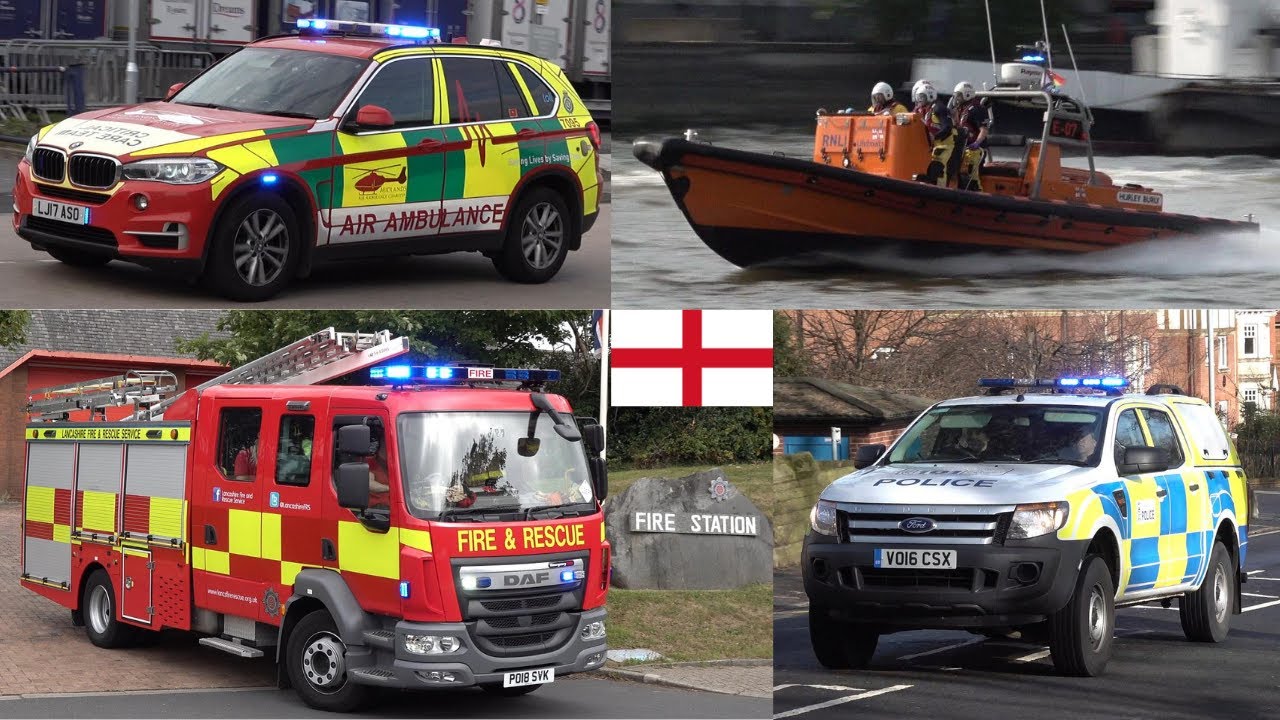 Emergency vehicles responding to calls in England (Happy St. George's Day)