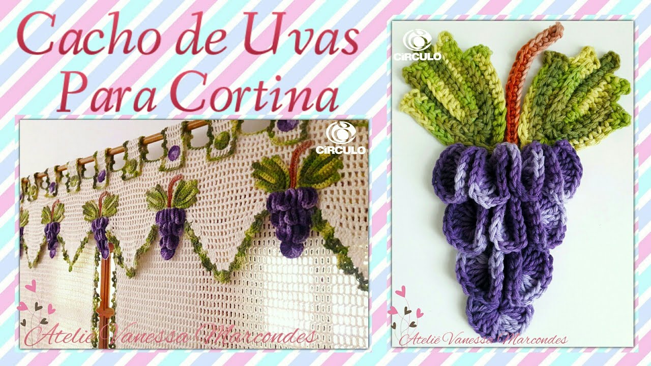 🍇Cacho de uvas em Crochê para cortina . Por Vanessa Marcondes.