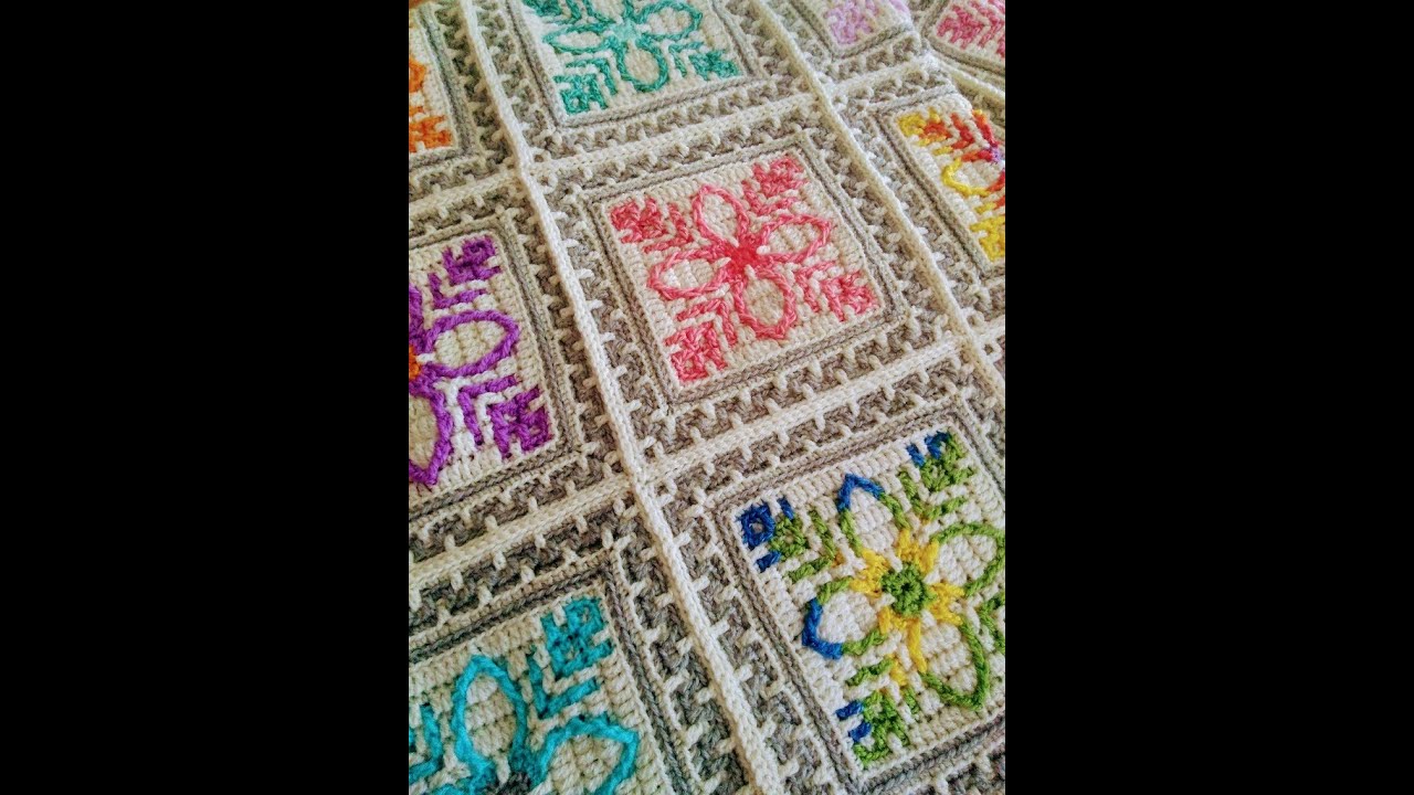 Manta  Primavera  22 en Mosaico  Crochet  parte 2 del grany