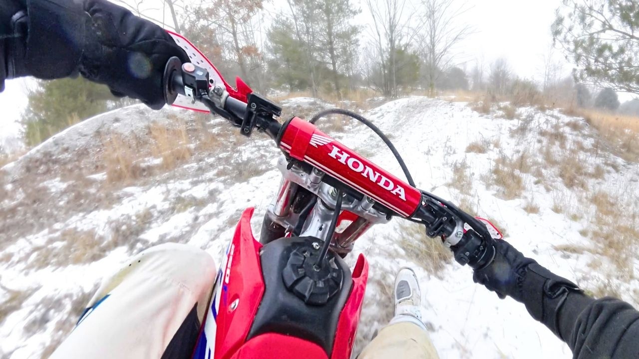 Snow Moto on Stock CRF250F Trail Bike - Absolutely Hauling!