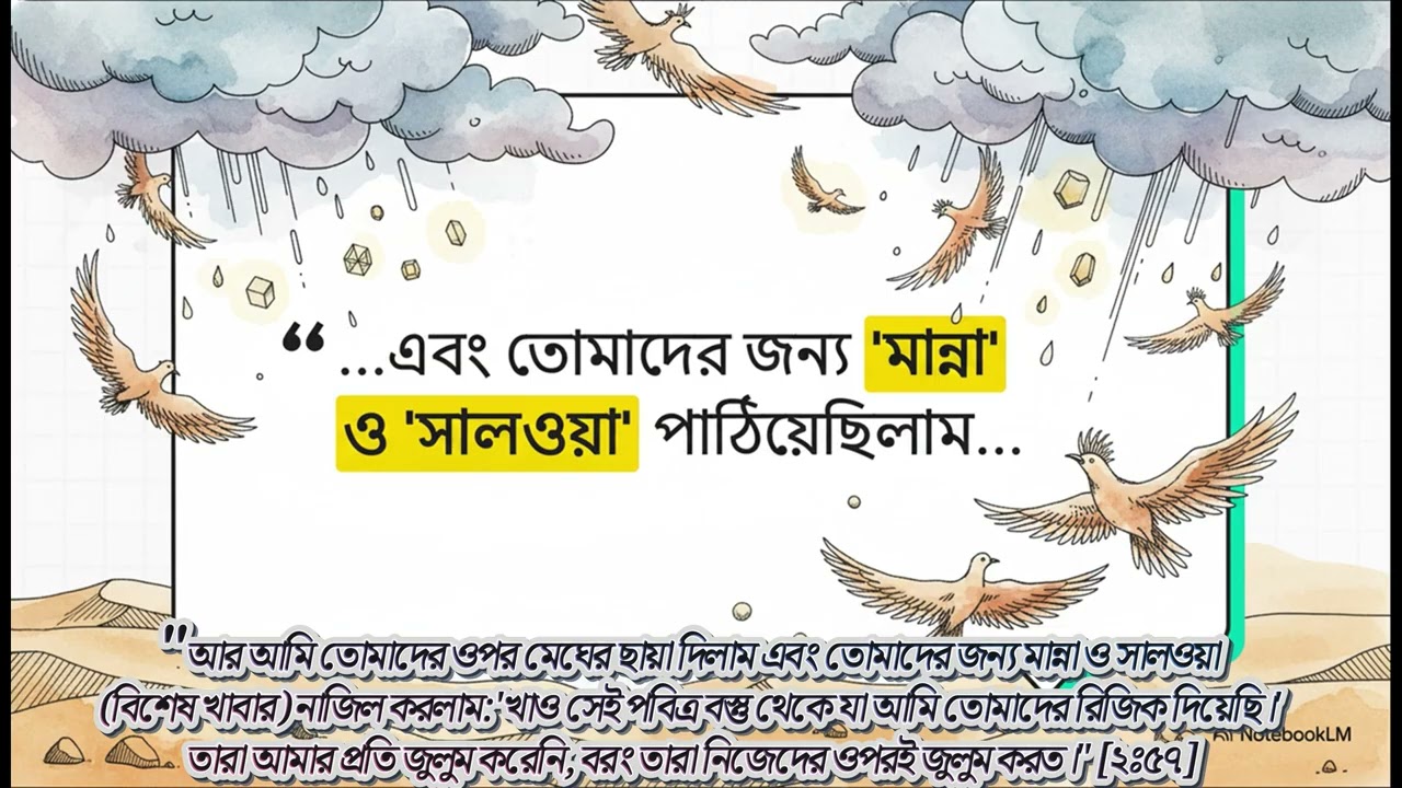 সূরা বাক্বারাহ (২:৫৭) - মরুভূমিতে মান্না ও সালওয়া | মেঘের ছায়া ও আসমানি খাবার | নিজেদের ওপর জুলুম