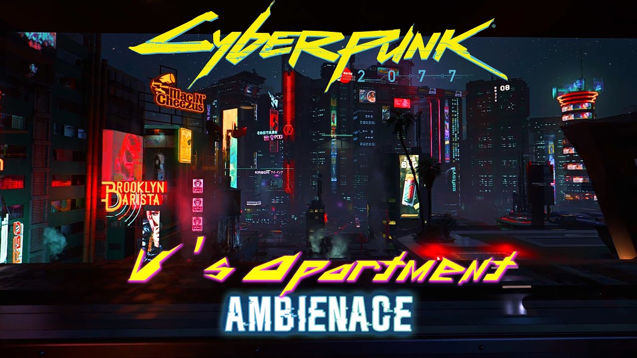 Drift off and sleep to V's Apartment Window (Cyberpunk 2077 Night City Ambience)