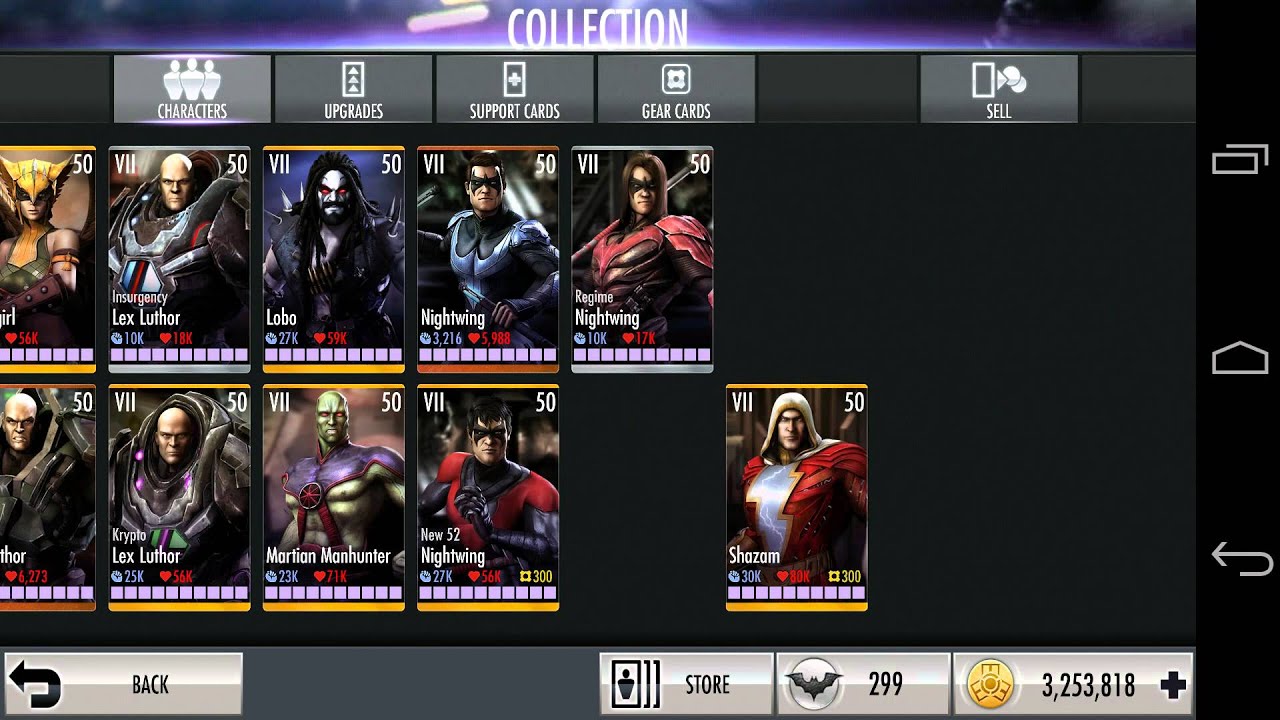 Injustice: gods Among Us (LvL 99 all cards & gears - 2014)