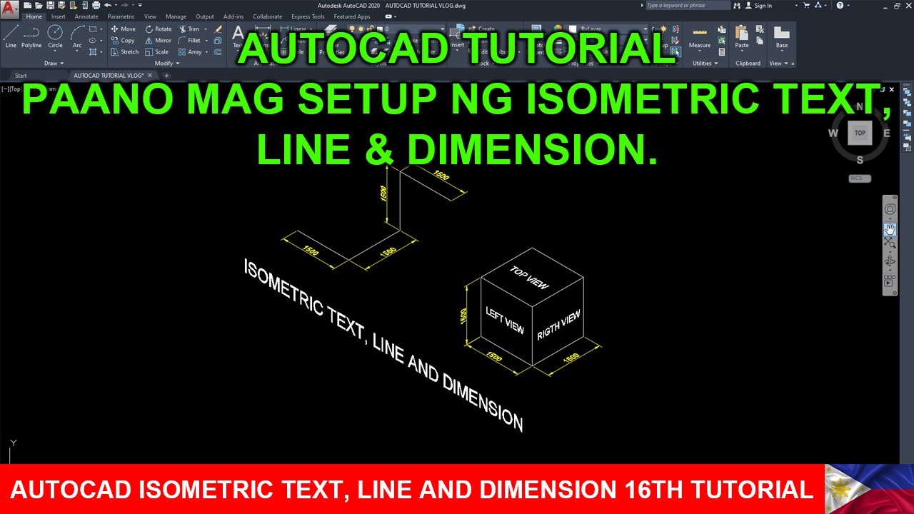 AUTOCAD ISOMETRIC TEXT, LINE AND DIMENSION 16TH TUTORIAL