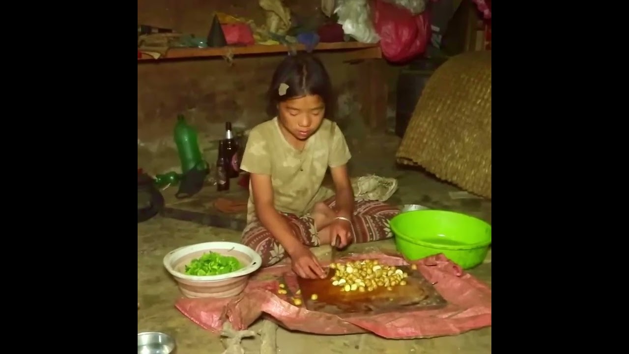 POOREST CHILD IN THE WORLD, good mom cooking and caring child, village life, forest life