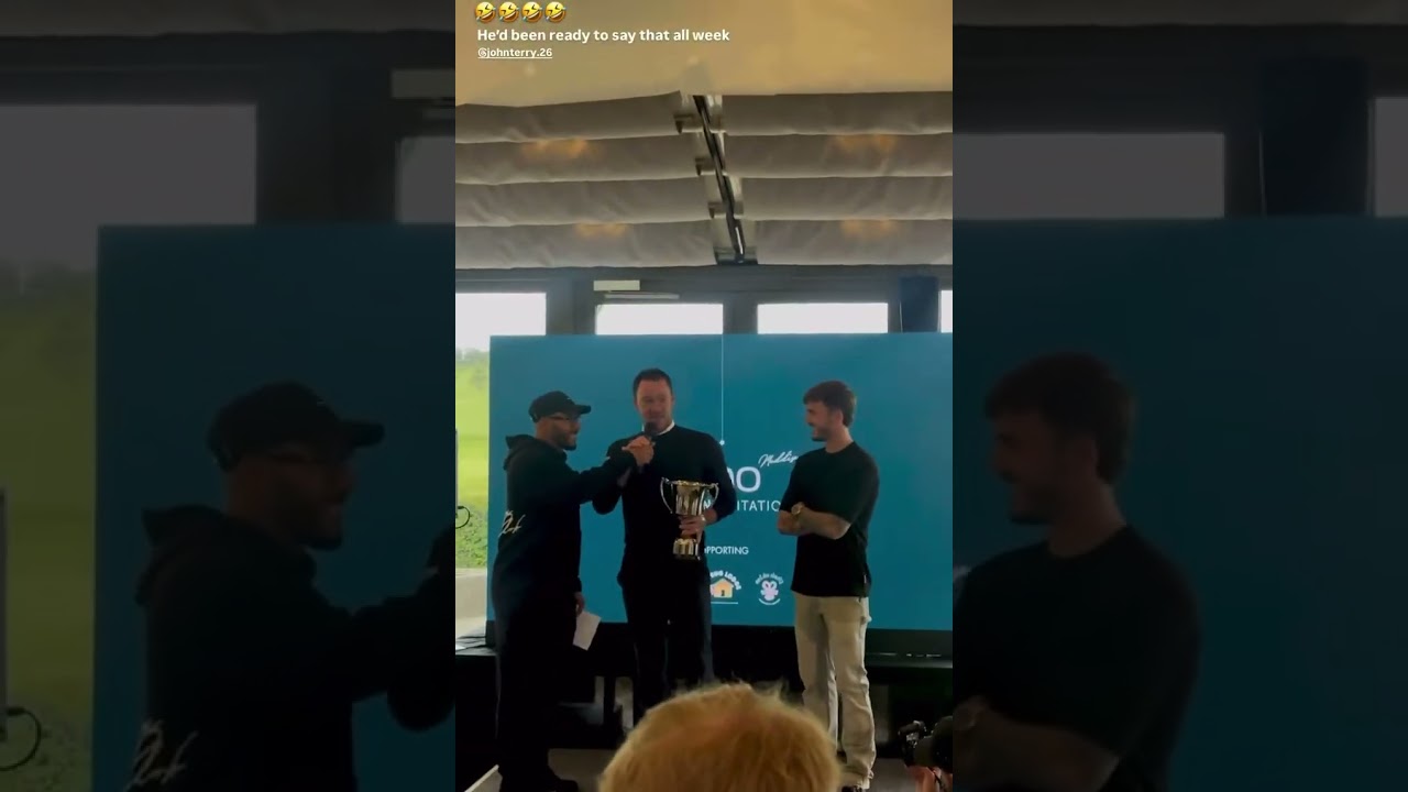 John Terry after winning a trophy at James Maddison&rsquo;s foundation golf day today 🤣👏