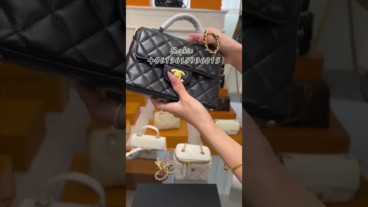 CHANEL 25P Kelly Black Gold Mini Flag Bag 2025ss Lamb Skin leather With A Strap Handbags review