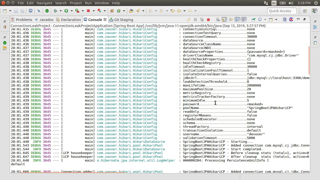 Spring Boot: Detecting Connection Leak