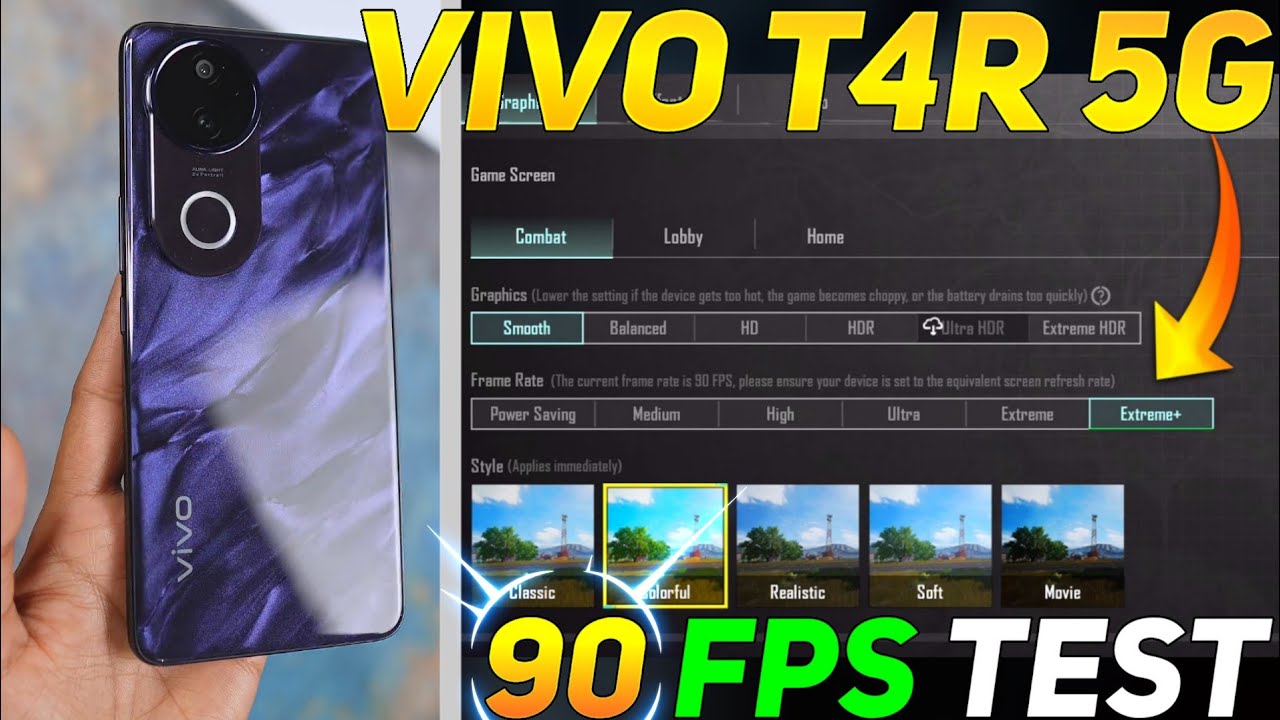 VIVO T4R BGMI 90 FPS TEST | VIVO T4R PUBG 90 FPS TEST 😊😔