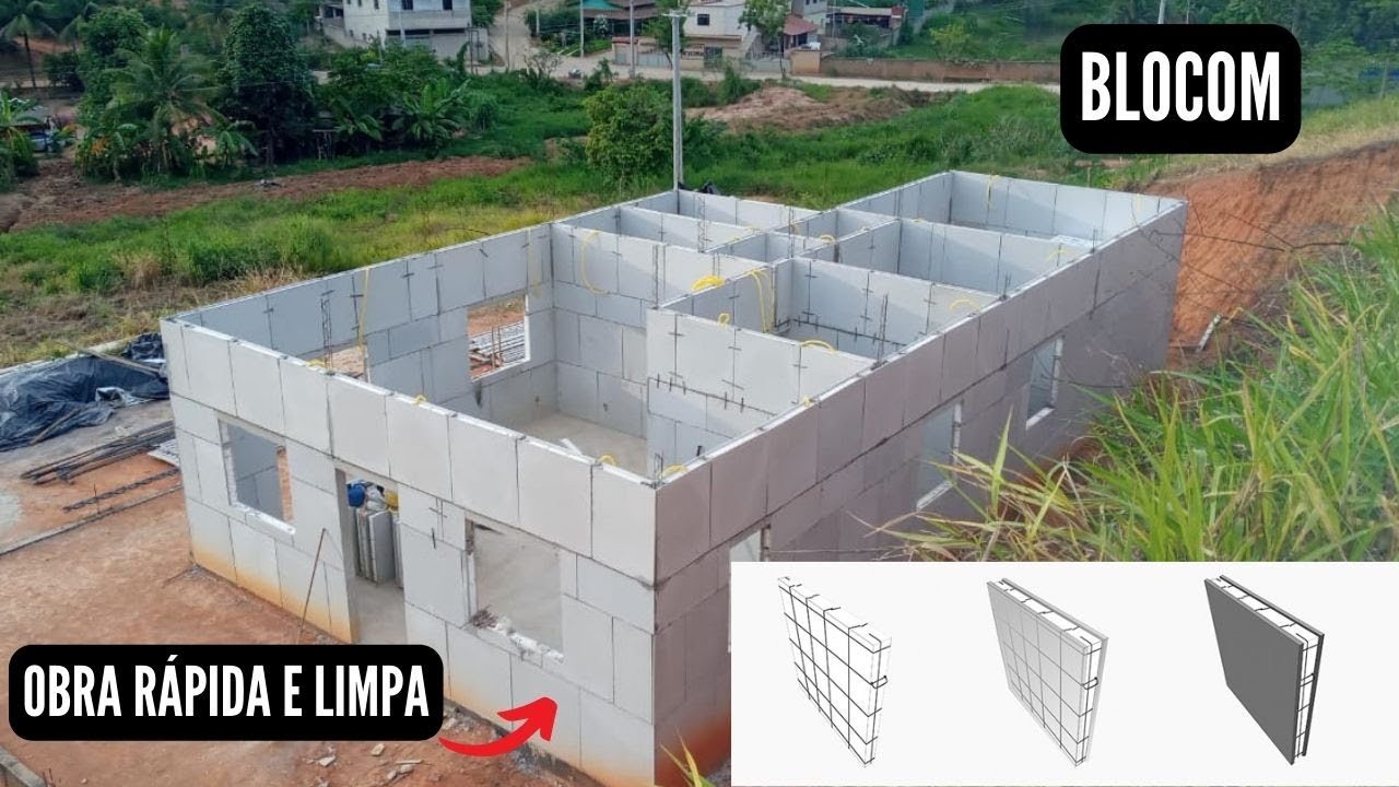 Tour pela obra - Construção de Casa com Blocom / Blocok (paredes prontas)