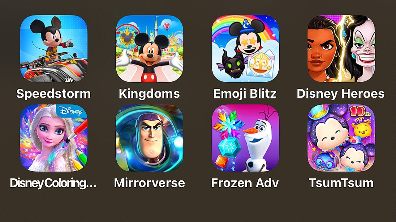 Disney Speedstorm, Magic Kingdoms, Emoji Blitz, Heroes Battle Mode, Раскраска, Disney Mirrorverse...