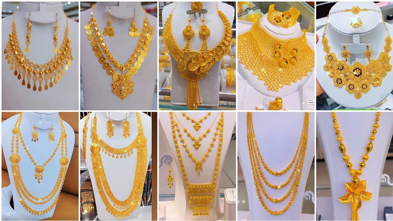 Latest bridal gold necklace sets 2025 | luxury gold bridal necklace set | lightweight gold necklaces
