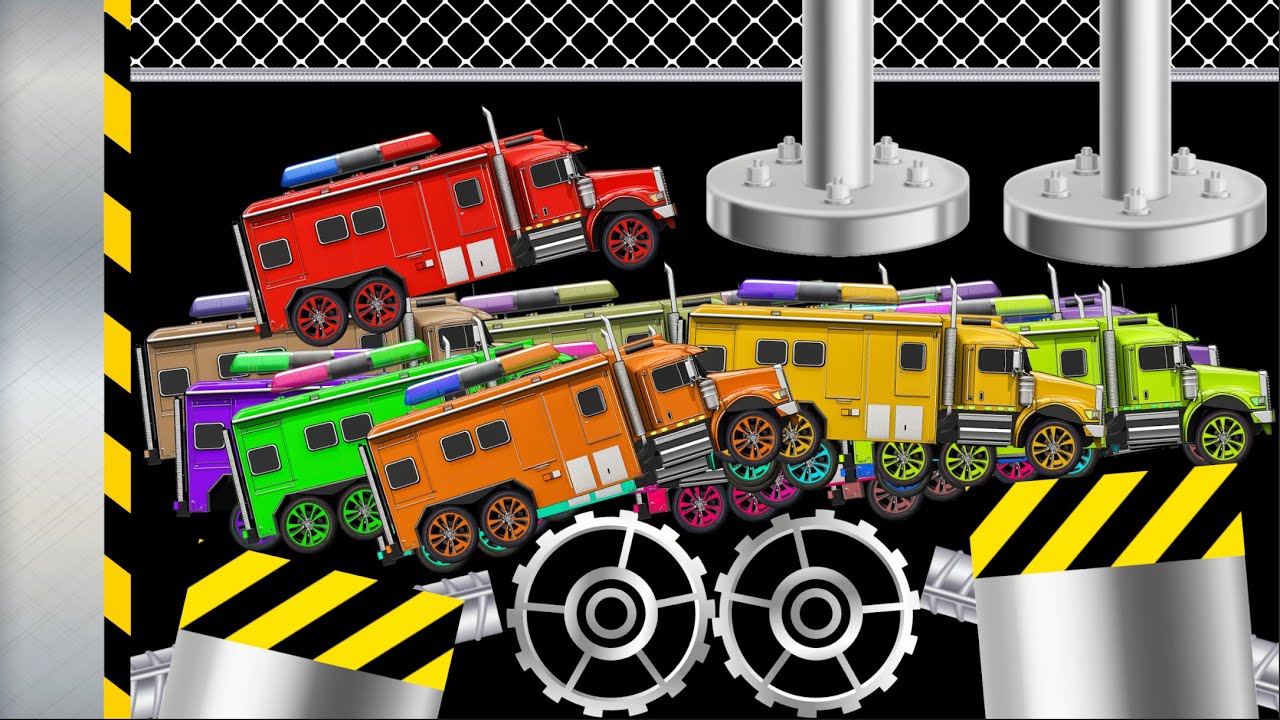 Colored Police Truck Race - Marble Race & Ragdoll Battle