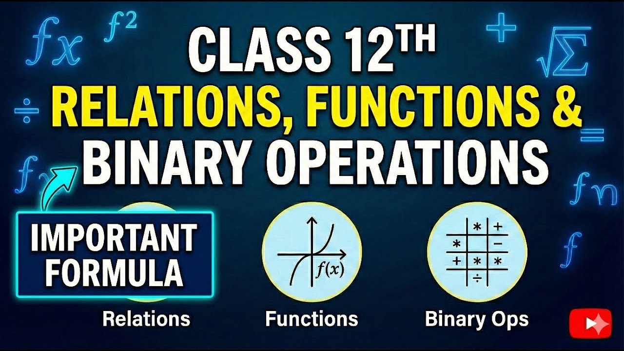 Imporatant Formula for class - 12 th. before Exam - 2026 (Relations Functions & Binary Operations)