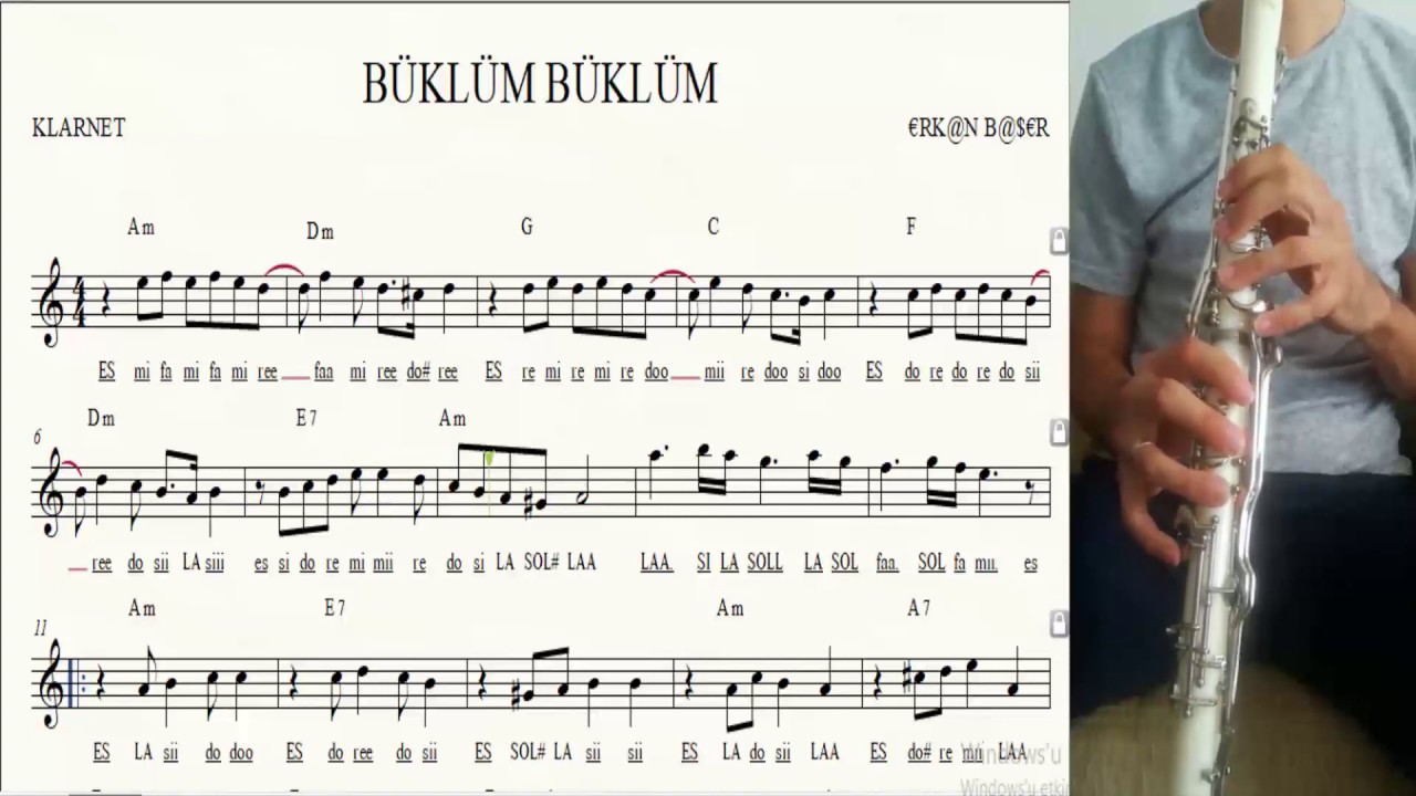 B&Uuml;KL&Uuml;M B&Uuml;KL&Uuml;M sol klarnet NOTALARI (1.ve 2. oktav ) EŞLİKLİ yakın &ccedil;ekim